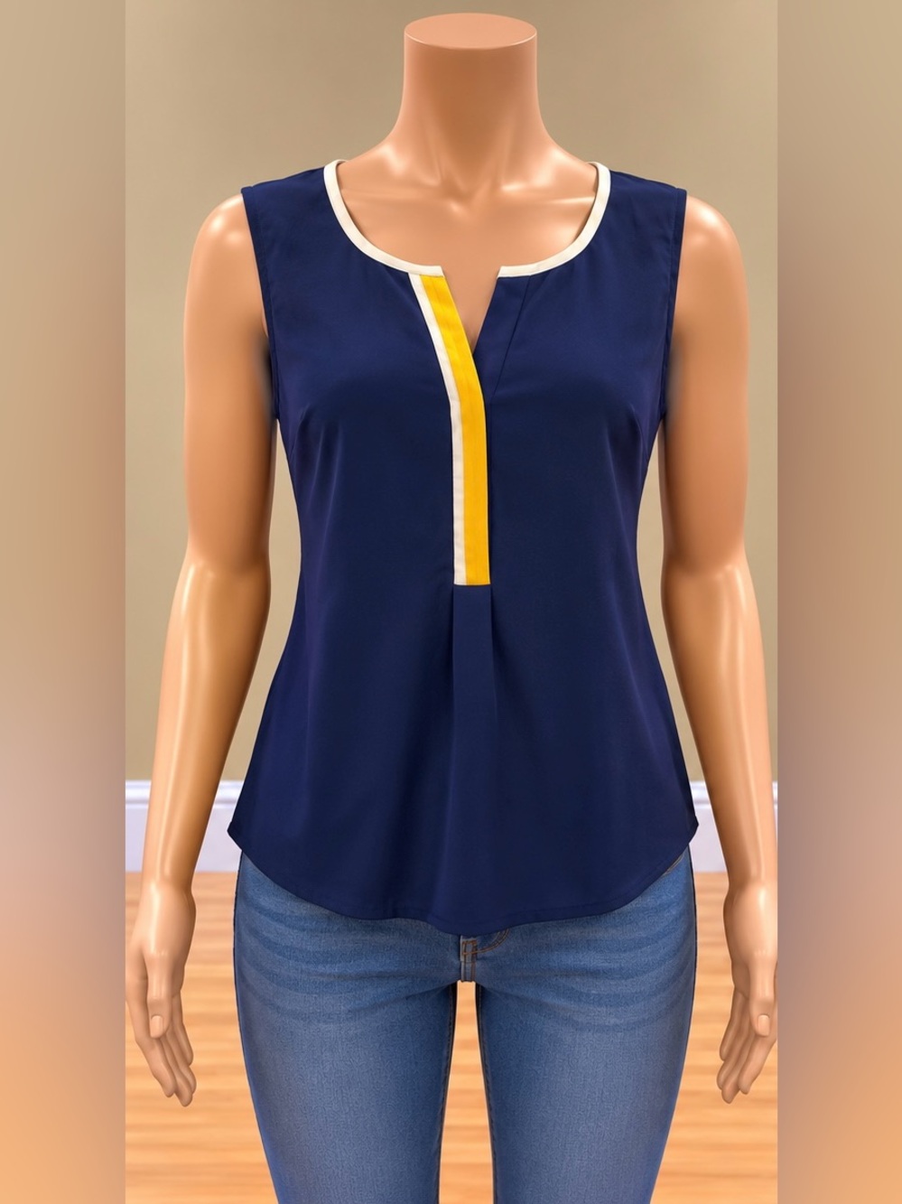 Banana Republic Navy Silky Sleeveless Blouse Tank Top Classic Minimalist